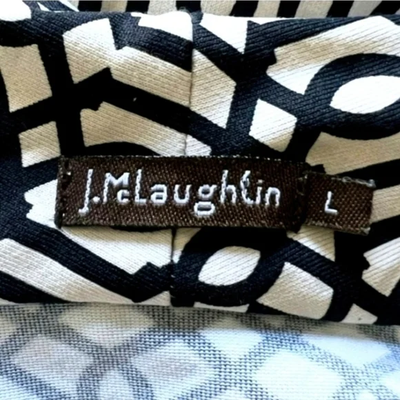 🛍SALE J.Mclaughlin Catalina Cloth Faux Wrap Geometric 3/4 Sleeve Dress. Sz. L - Picture 7 of 7